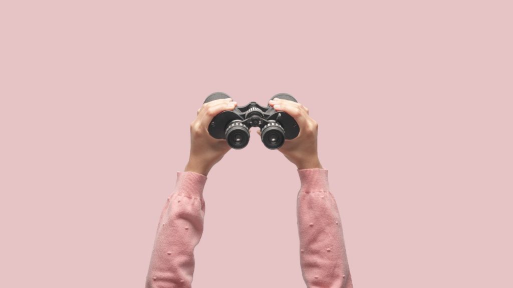 Instagram followers pink binoculars